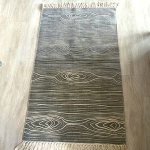Faux Bois/ wood grain print grey & cream rug